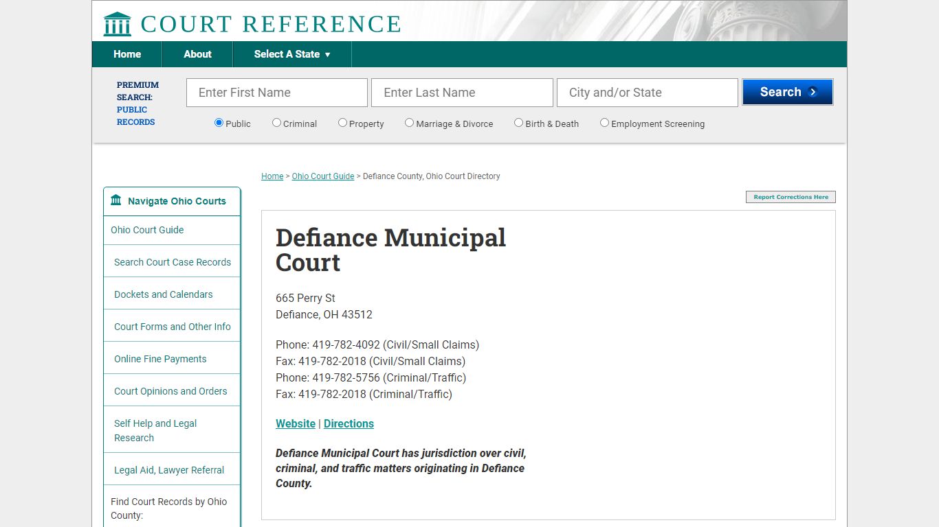 Defiance Municipal Court - Court Records Directory